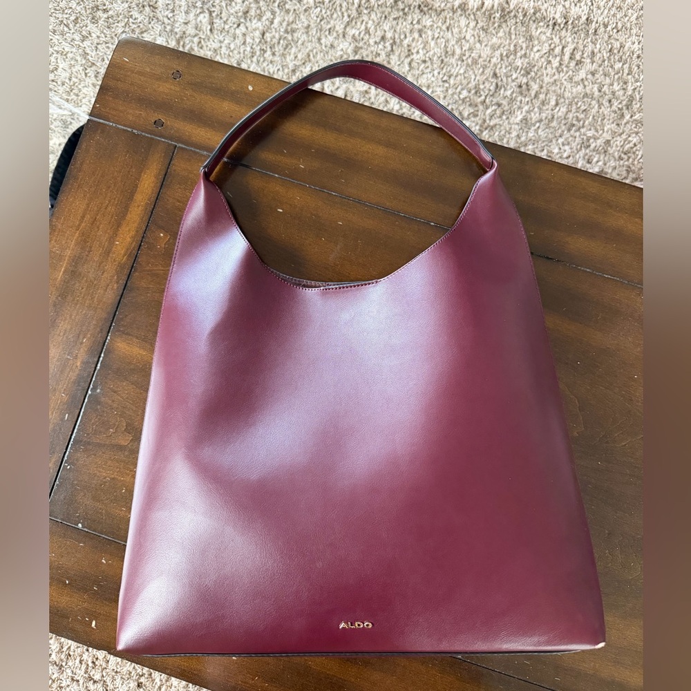 ALDO Burgundy Shoulder Tote Bag Minimalist Style